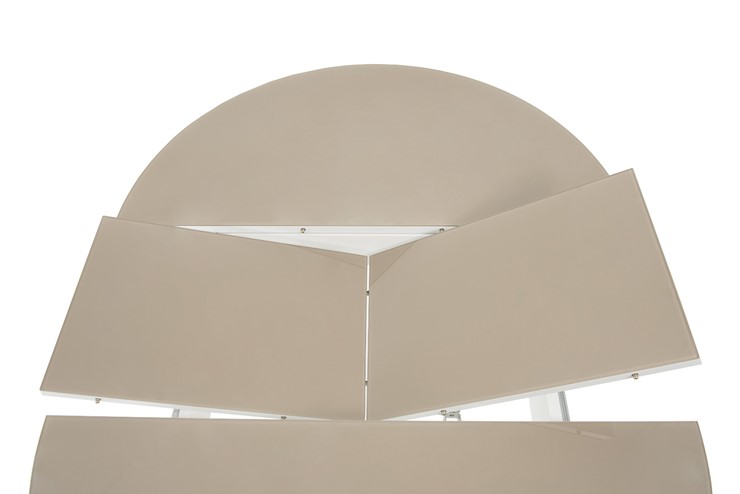 Кухонный раскладной стол Ривьера исп. круг хром №5 (стекло белое/черный) в Белгороде - изображение 4