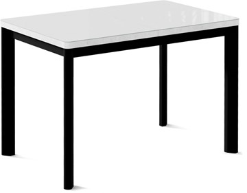 Обеденный раздвижной стол Токио-1G (ноги металлические черные, cтекло cristal/белый цемент) в Старом Осколе