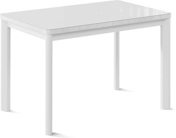 Кухонный стол раскладной Токио-2G (ноги металлические белые, cтекло cristal/белый цемент) в Белгороде - предосмотр