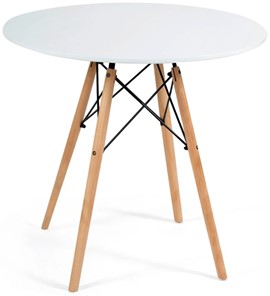 Кухонный стол CINDY NEXT, металл/мдф/бук, D80х75см, белый/натуральный арт.13067 в Белгороде