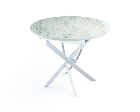 Обеденный стол 55.04 Адажио, мрамор белый/белый/металл белый в Белгороде - изображение