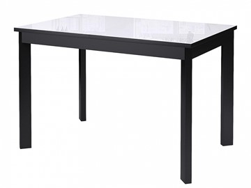 Кухонный стол раздвижной Dikline Ls110, стекло белое/ножки черные в Старом Осколе