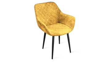 Обеденный стул Дастин К1С (Черный муар/Микровелюр Wellmart Yellow) в Старом Осколе