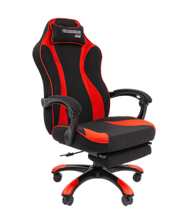 Кресло игровое CHAIRMAN GAME 35 с выдвижной подставкой для ног Ткань  черная / Ткань красная в Старом Осколе