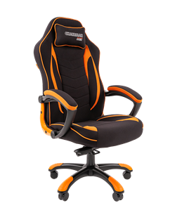 Кресло игровое CHAIRMAN GAME 28 Полиэстер комбинированная ткань оранжевый/черный в Старом Осколе