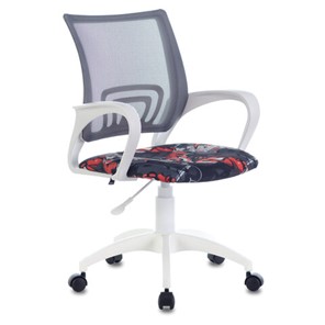 Офисное кресло Brabix Fly MG-396W (с подлокотниками, пластик белый, сетка, серое с рисунком "Graffity") 532404 в Старом Осколе