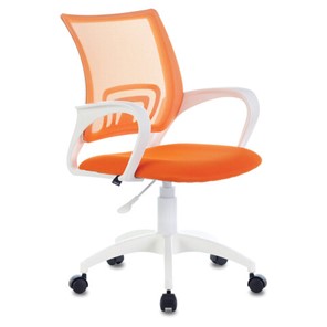 Кресло компьютерное Brabix Fly MG-396W (с подлокотниками, пластик белый, сетка, оранжевое) 532401 в Старом Осколе