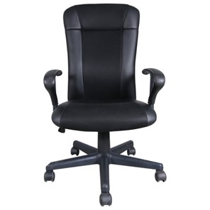 Кресло офисное Brabix Optima MG-370 (с подлокотниками, экокожа/ткань, черное) 531580 в Белгороде