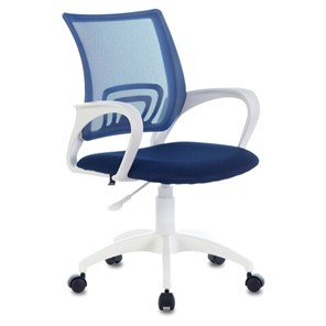 Кресло Brabix Fly MG-396W (с подлокотниками, пластик белый, сетка, темно-синее) 532399 в Старом Осколе