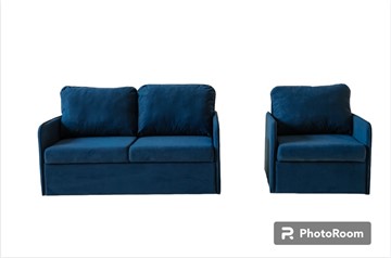 Мебельный набор Амира синий диван + кресло в Белгороде