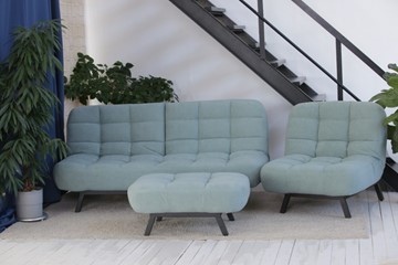 Комплект мебели Абри цвет мята кресло + диван + пуф опора металл в Белгороде