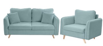 Комплект мебели Бертон голубой диван+ кресло в Белгороде - предосмотр