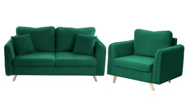 Комплект мебели Бертон изумрудный диван+ кресло в Белгороде