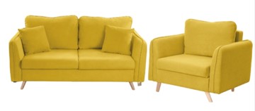 Комплект мебели Бертон желтый диван+ кресло в Белгороде