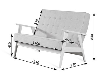 Прямой диван Ретро, двухместный (беленый дуб / RS 29 - бирюзовый) в Белгороде - предосмотр 3