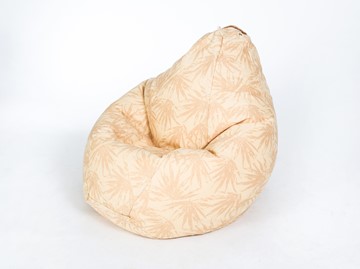 Кресло-мешок Груша среднее, жаккард, бежевые листья в Старом Осколе