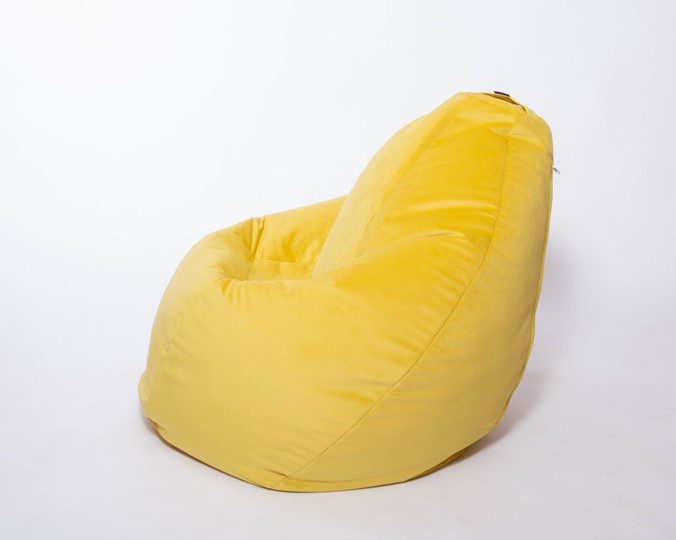 Кресло-мешок Груша малое, велюр однотон, лимонное в Белгороде - изображение 1