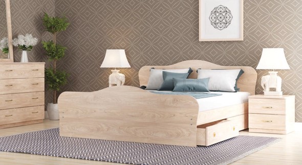 Кровать в спальню Каролина, 160х200 с основанием, дуб млечный в Старом Осколе - изображение