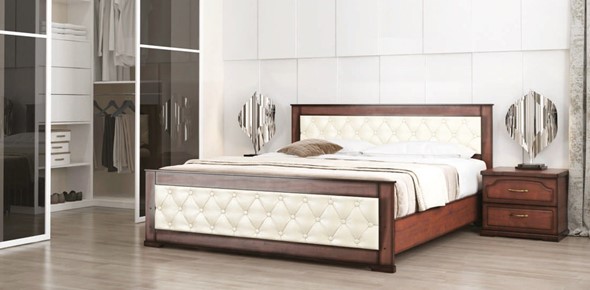 Двуспальная кровать Стиль 2, 160х200, кожзам, с основанием в Старом Осколе - изображение