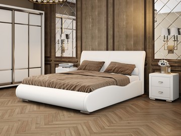 Двуспальная кровать Corso-8 Lite 160х200, Экокожа (Белый) в Белгороде