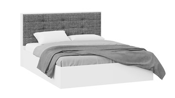 Кровать спальная с подъемным механизмом Тесса (Белый Жемчуг/Рогожка серая) в Белгороде