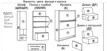 Кровать-трансформер Smart (ШЛ+К 1400), шкаф левый в Белгороде - предосмотр 2