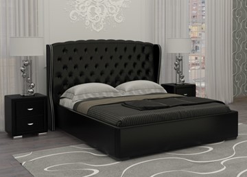 Кровать спальная Dario Grace 160x200, Экокожа (Черный) в Белгороде
