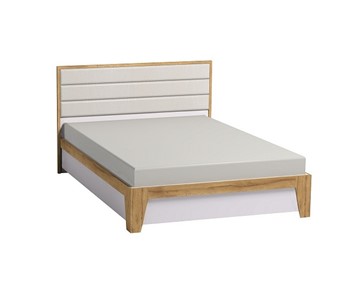 Полутороспальная кровать Айрис 308 1400 с гибкими ламелями дерево, Белый-Дуб золотистый в Белгороде