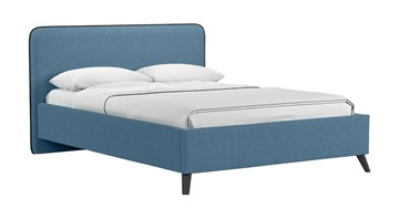 Кровать с механизмом Миа, 140 Bravo blue (светло-синий) / кант Лайт 10 Велюр (коричневый) + кроватное дно в Белгороде