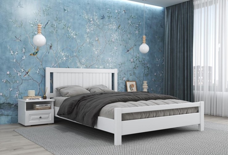 Кровать 1.5-спальная Ванесса из массива сосны (Белый Античный) 140х200 в Старом Осколе - изображение 1