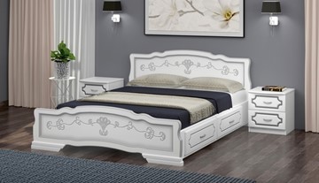 Кровать с выкатными ящиками Карина-6 (Белый Жемчуг) 160х200 в Старом Осколе