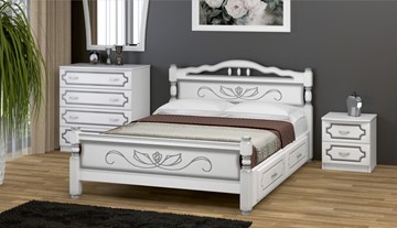 Кровать с выкатными ящиками Карина-5 (Белый Жемчуг) 160х200 в Белгороде