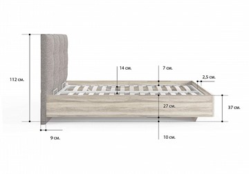 Кровать с подъемным механизмом Victoria (ясень анкор) 140х200 в Старом Осколе - предосмотр 1