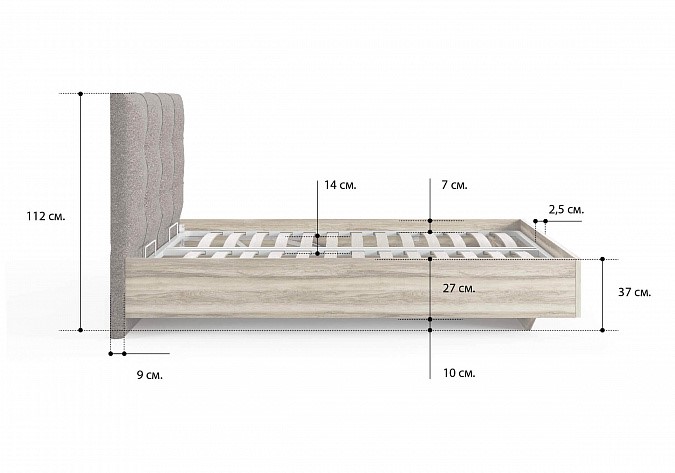 Кровать с подъемным механизмом Victoria (ясень анкор) 140х200 в Старом Осколе - изображение 1