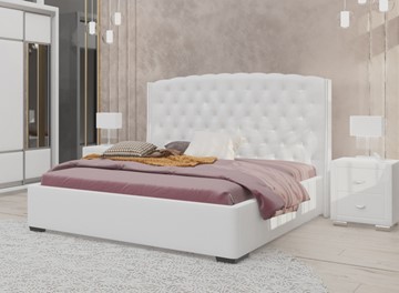Спальная кровать Dario Slim 160x200, Экокожа (Белый) в Белгороде