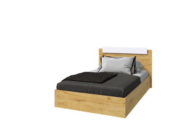 Спальная кровать Эко 900 ЛДСП, Дуб вотан/Белый в Старом Осколе - изображение