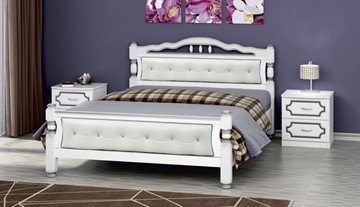 Двуспальная кровать Карина-11 (Белый Жемчуг, светлая обивка) 160х200 в Белгороде