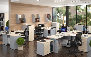 Мебель для персонала OFFIX-NEW для 4 сотрудников с двумя шкафами в Старом Осколе - предосмотр 1