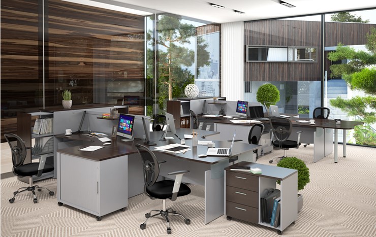 Офисная мебель OFFIX-NEW для двух сотрудников и руководителя в Старом Осколе - изображение 1