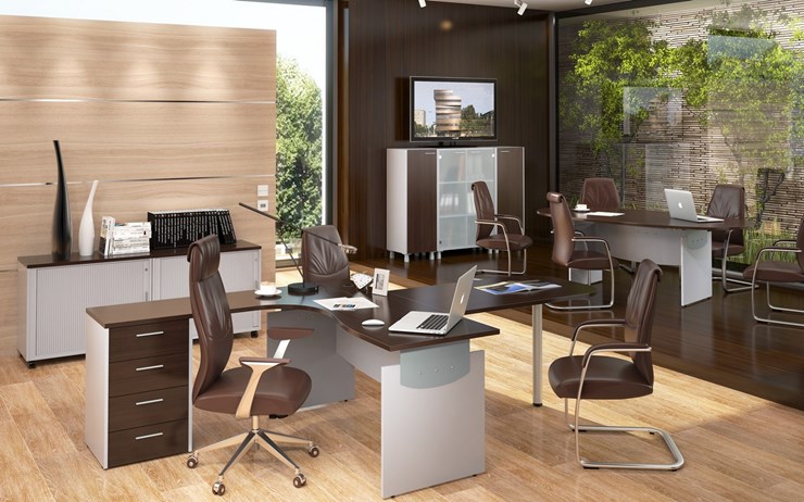 Офисная мебель OFFIX-NEW для двух сотрудников и руководителя в Белгороде - изображение