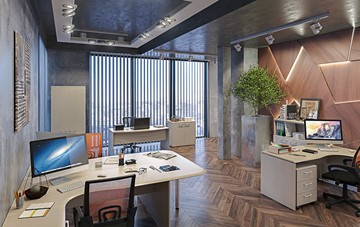 Офисный комплект мебели Wave 3, 3 рабочих места и шкафы в Белгороде