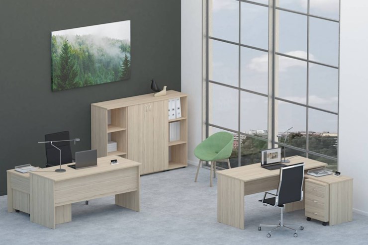 Комплект офисной мебели Twin для 2 сотрудников со шкафом для документов в Белгороде - изображение