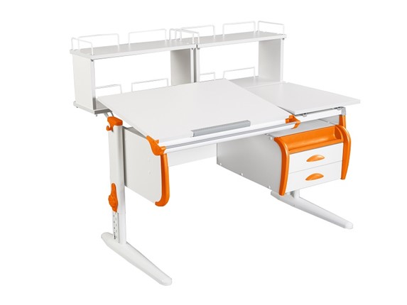 Детский стол-трансформер 1/75-40 (СУТ.25) + Polka_zz 1/600 (2 шт.) + Tumba 3  белый/белый/Оранжевый в Белгороде - изображение
