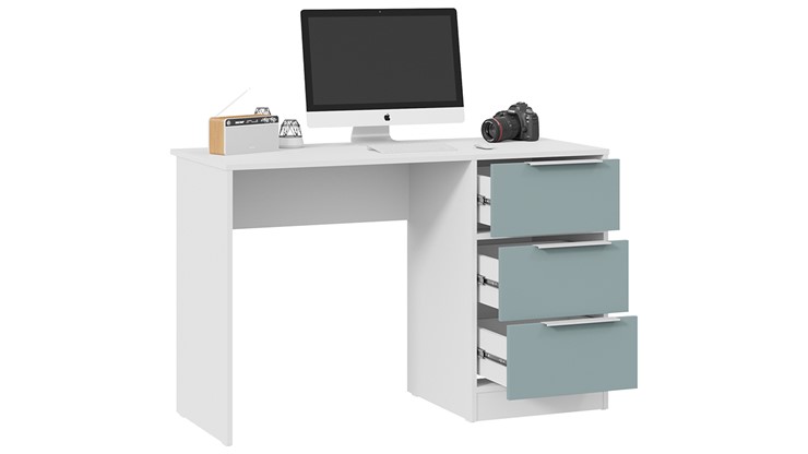 Письменный стол Марли Тип 1 (Белый/Серо-голубой) в Старом Осколе - изображение 1