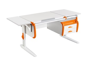Детский стол-трансформер 1/75-40 (СУТ.25) + Polka_b 1/550 + Tumba 3 белый/белый/Оранжевый в Старом Осколе