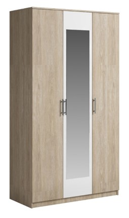 Шкаф 3 двери Светлана, с зеркалом, белый/дуб сонома в Старом Осколе - изображение
