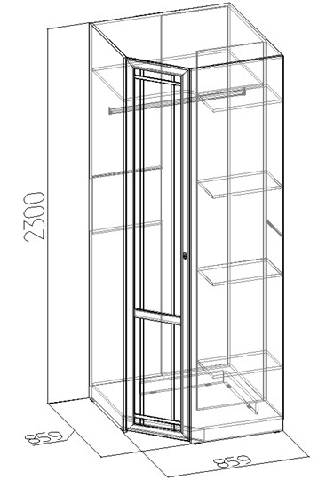 Распашной угловой шкаф Sherlock 63+ фасад стандарт, Дуб Сонома в Старом Осколе - изображение 2