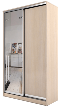 Шкаф 2-х дверный 2200х1200х420 с одним зеркалом ХИТ 22-4-12/2-15 Дуб Млечный в Старом Осколе - изображение