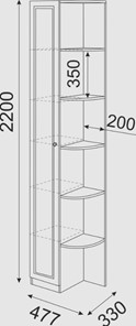 Угловой шкаф-стеллаж Беатрис М13 левый (Орех Гепланкт) в Старом Осколе - предосмотр 3