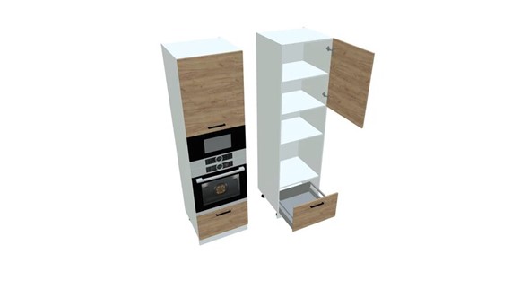 Кухонный шкаф-пенал П7 3, Дуб крафт/Белый в Белгороде - изображение